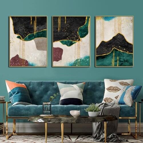 Nordic poster light color luxury abstract gold art painting living room dining room study hanging picture simple wall hanging ho