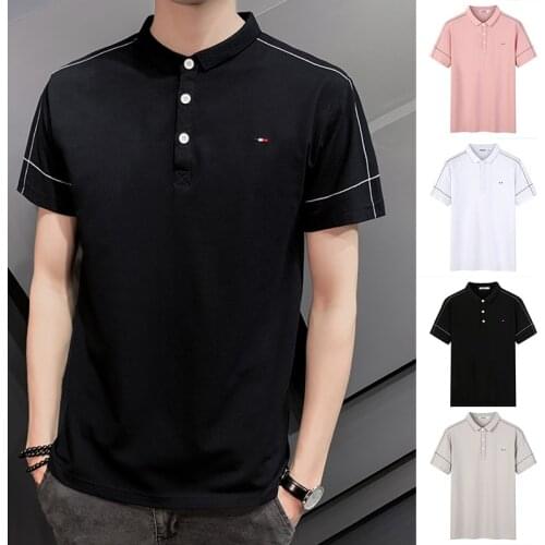 2021 Casual Polo Shirts Men Pullover New Spring Youth Sweatshirt Stand Collar Fashion Polo Streetwear Hombre Slim Solid