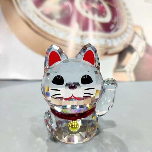 CRYSTAL CUTE CAT FIGURINES ORNAMENT GLASS CAT PAPERWEIGHT FENGSHUI DECOR COLLECTION CRAFT TOY FAVOR CHRISTMAS GIFT HOME DECOR