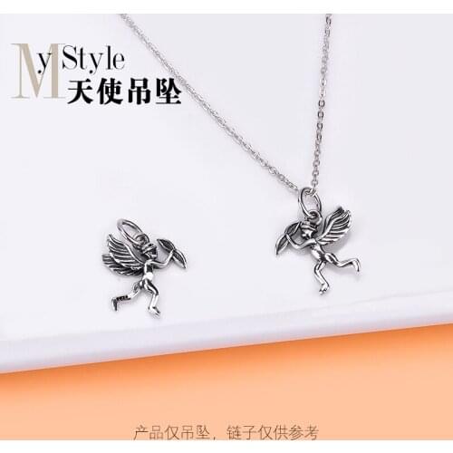 Jewelry DIY accessories S925 Sterling Silver retro Thai Silver Angel Pendant Bracelet Necklace Pendant