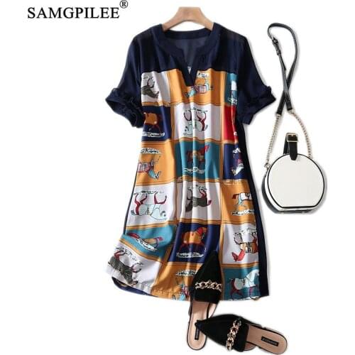 Summer Chiffon Dress 2020 Casual Short Sleeve V-Neck Floral Print Dresses Elegant Party Dress Plus Size Dress 4XL Women Clothing