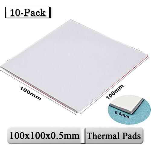 10Pcs/Lot Gdstime 10cm 100x100x0.5mm 0.05cm Thickness White CPU Cooler Pad 100x0.5mm Conductive Silicone Thermal Pads