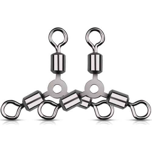 100Pcs/lot hook Three trigeminal Sea Fishing Barrel Rolling Swivel Solid Rig Ring Connector Fishing Accessories Stainless steel
