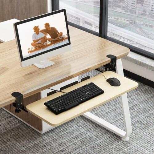 Clamp On Keyboard Tray Under Desk Pull Out Platform Adjustable Drawer Ergonomic Slide-Out Stand Holder Sliding Desk Extender
