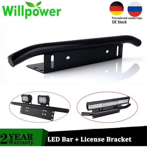 Willpower 15/17/20 inch Led work Light bar offroad LED light bar 4x4 car light + 23'' License Plate Bracket Bull Bar 12v 24v