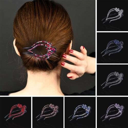 Rhinestone Flower Duckbill Hair Claws Vintage Crystal Beads Hair Clips Hair Accessories For Women Hairpin Ponytail Headwear