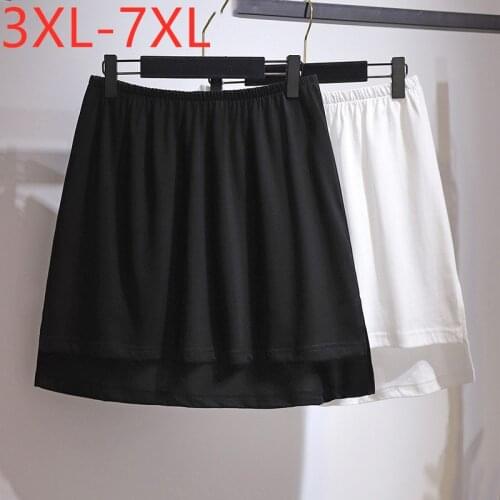 New 2021 Ladies Summer Plus Size Mini Basic Skirt For Women Large Loose Cotton Black White Pleated Skirts 3XL 4XL 5XL 6XL 7XL