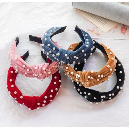 New Fashion pearl Headband Hairband Top Knot Turban Elastic Hair Head Hoops Bands Accessories for Women Girls elegance headdress