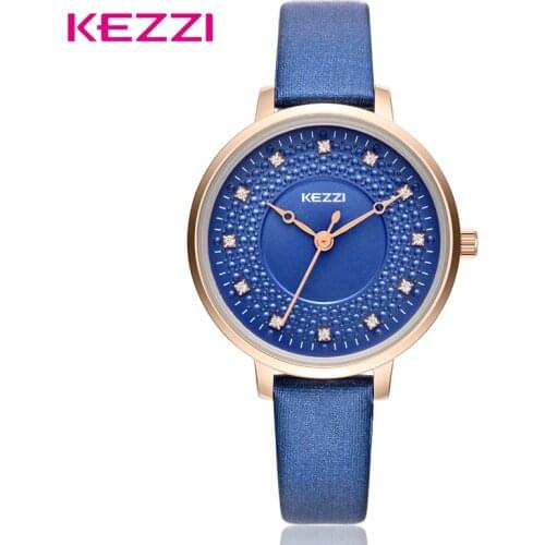 Kezzi Women Quartz watches Fashion Luxury Life Waterproof Leather Strap Wristwatch Ladies Rhinestone Dress Watch montre femme