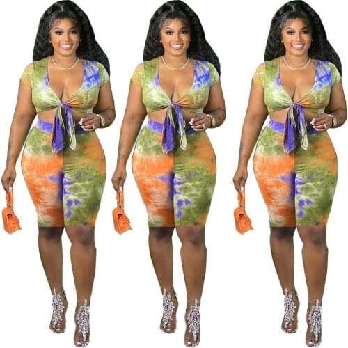 Plus Size 2 Piece Set Women Casual Outfits 2021 Summer V-neck Short Sleeve Loose T-shirts Elastic Waist Shorts Two Piece Sets