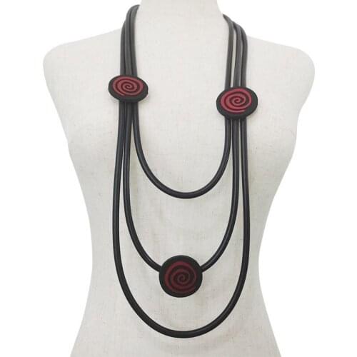 YD&YDBZ Big Round Red Whirlpool Statement Necklace For Women Punk Style Multi Layer Foam Rubber Long Necklaces Luxury Jewelry