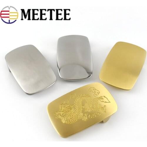 Meetee 1pc/2pc ID39mm High-grade Stainless Steel Brass Men Belt Buckles for 37-38mm Belts Head DIY Jeans Leather Craft Accessory