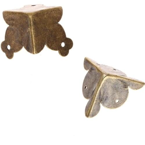 12Pcs/lot Iron Antique Bronze Corners Wooden Box Protector Case Feet Metal Brackets Decorative Guard 27mm/30mm Triangle screws