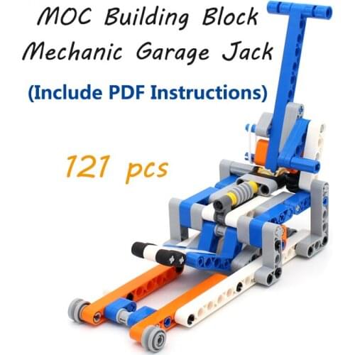 121pcs MOC High-Tech Mechanic Garage Jack Building Blocks Model Gear Axle Liftarm Pin Set DIY Car Repair Tool Brick Toy Kid Gift