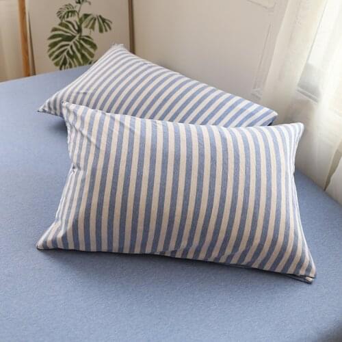 Cilected Cotton Pillow Case Nordic Simple Striped Pillowcase Student Dormitory Solid Color Envelope Pillowcase Bed Decor 2Pcs