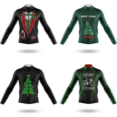 2020 Christmas More style Men Winter Autumn Fleece And Thin long sleeve cycling jersey bike wear Outdoor sports cycling clothing