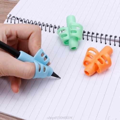 3Pcs Two-finger Grip Silicone Baby Pencil Holder Learn Writing Tools Writing Pen M10 21 Dropship