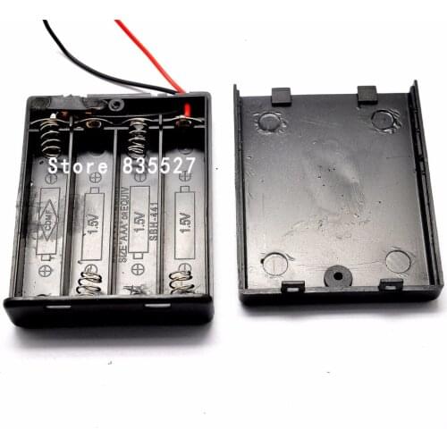 6 Volt battery Holder Four AAA Battery Box Case With ON / OFF power switch and cover 4 x AAA Black omniseal