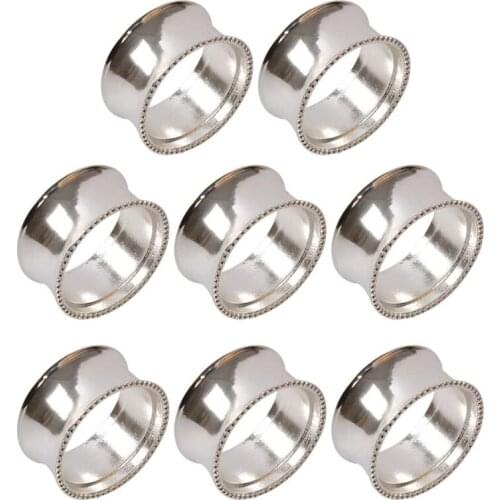 8 Pieces of Zinc alloy Beaded Napkin Ring Delicate Napkin Buckle (Silver)