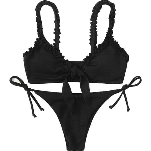 AECU Two Pieces Swimwear 2021 Bandage Sexy Bikini Push Up Padded Swimwear Women Bathing Suits Tankini Swimsuits Sexy Bikini Set