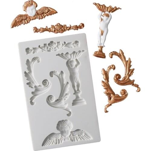 Baby Angel Europe Relief Silicone Fondant Cake Decorating Tool Chocolate Gumpaste Mold Sugarcraft Kitchen Accessories Mould k972