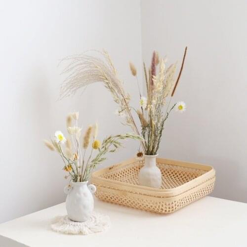 White Ceramic Vase Dried Flowers Small Fresh Room Arrangement Gypsophila Home decor Decoration accessories