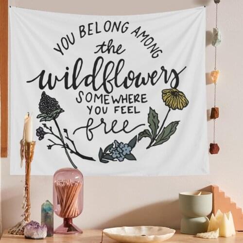 White Wildflowers Tapestry Wall Tapestry Hanging Floral 90s Aesthetic Room Decor All Covering Nordic Home Decoration Small Size