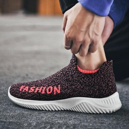 Large Size Summer Breathable Socks Sneakers Mens Sports Shoes Men Running Shoes Black Pink Knit Basket Sport Homme Tennis D-544