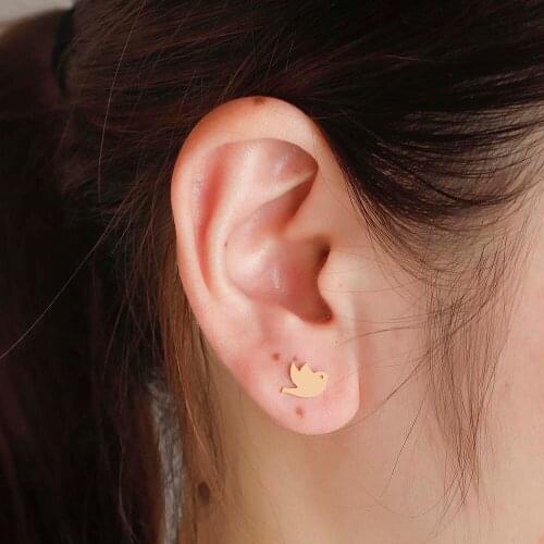 Chandler Gold Color Color Palting Flying Bird Earring Minimalist Animal Stainless Steel Piercing Pendientes Party Gifts