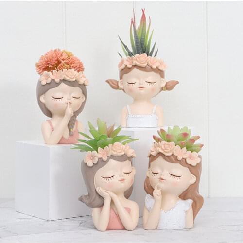 Cute Girl Flower Pot Concrete Resin Plaster Candle Crystal Epoxy Mold DIY Handmade Crafts Decoration Home Decor