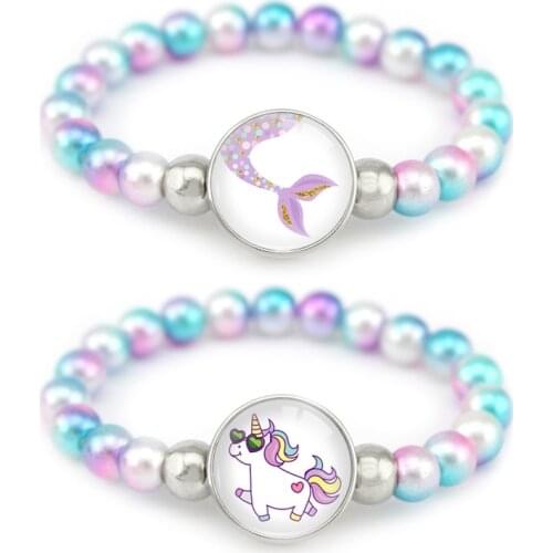 Unicorn Beads Bracelets Mermaid Trendy Jewelry Women Girls Birthday Party Gift Many Styles