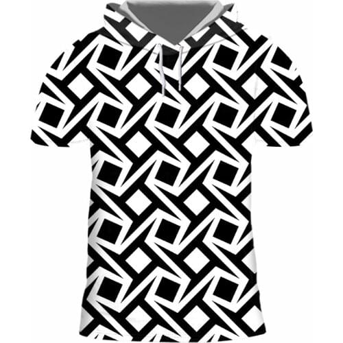 IFPD EU Size Hooded Tshirt Summer Men Casual Cool 3D Print Abstract Geometric Figures T-shirt Hiphop Short Sleeve Tops Dropship