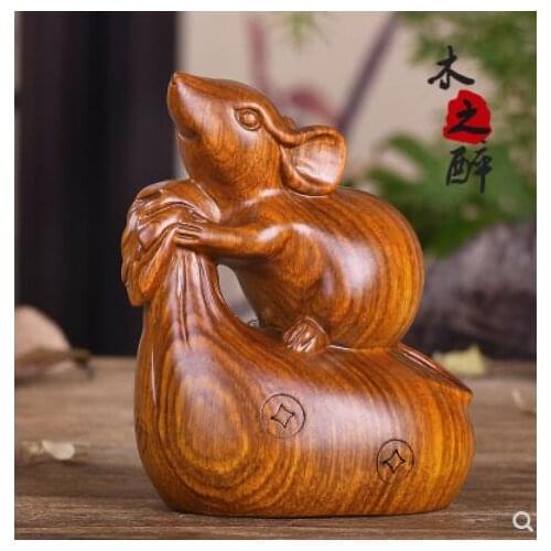Chrysanthemum Yellow rosewood pear Rosewood carved rat furnishing pieces of real rosewood zodiac money rat cloth kangaroo feng