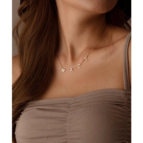 Personalized Name Necklace for Women Gifts Initial Necklace Couple familyFor Mom Birthday Gift Dainty Multi Spaced Letter Charms