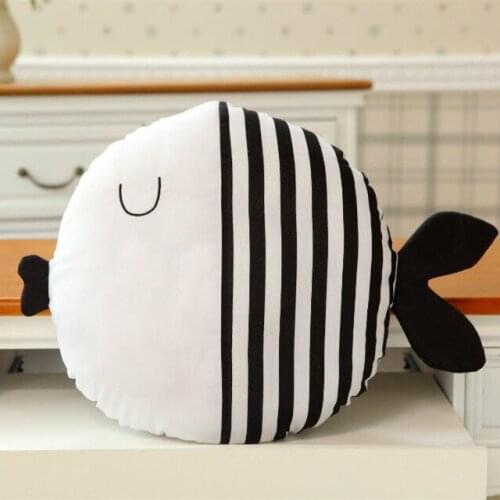INS Nordic 40CM Black Fish Plush Toys Soft Decorative Cartoon Stuffed Sofa Pillow/Cushion Baby Birthday Gifts Nursery Room Decor