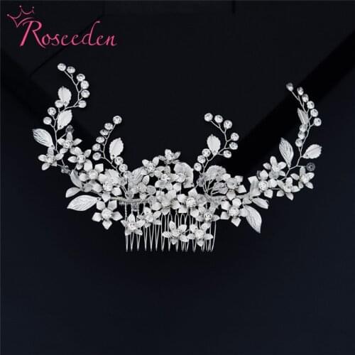 Classic Design Crystal Beaded Bridal Hair Comb Flower Bridesmaid Wedding Hair Decoration Hair Dress RE3928