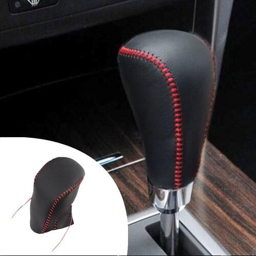 Muchkey Leather Gear Knob Stick Covers AT For HYUNDAI IX35 2010 2011 2012 2013 2014 2015 Non-slip Automatic Shifter