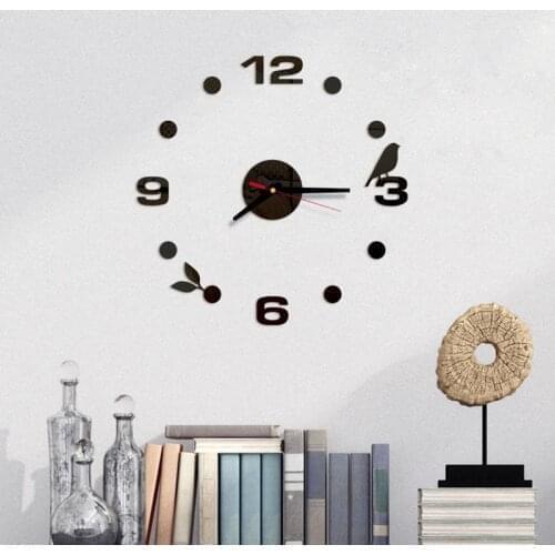 Creative Design Clock Watch Removable Wall Clocks 3D DIY Acrylic Mirror Mechanism Stickers Home Living Room Decor Quartz Needle
