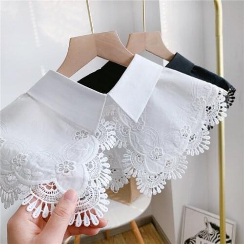 Linbaiway 2021 New Fake Collar Women Shirt Lace Embroidery Doll Detachable Collar Ladies Hollow Necklace False Collar Shawl
