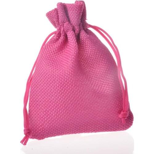 Small Faux Burlap Linen Drawstring Jute Bags Jewelry Packaging Rustic Wedding Favors bomboniere Gift Pouches 9x12cm 100pcs/lot