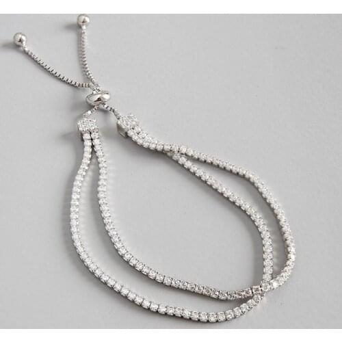 Minimalist AAA zircon bracelet in Jewelry adjustable double chain charms silver 925 bracelet for women Party Gift