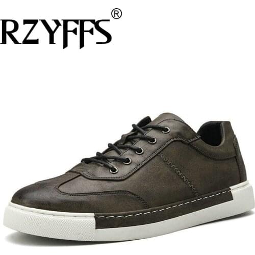 Fashion Brand new mens Flats casual Soft leather lace up shoes breathable lightweight sneakers big size D11-08