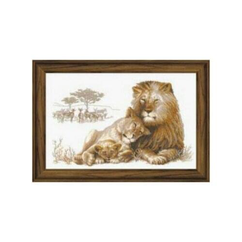 14/16/18/28 Top Quality Lovely Cute Counted Cross Stitch Kit Lions' Heaven Lion Family and Cub Love Beast riolis 100-013