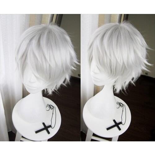 High Quality Anime Yukiteru Ama The Future Diary Akise Aru Wigs Short Straight Silver Heat Resistant Synthetic Hair Cosplay Wig