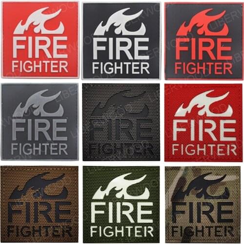 Fire Fighter Rescue Thin Red Line Reflective at Night Glow in the Dark Military Tactical Patch PVC Rubber Badge Applique