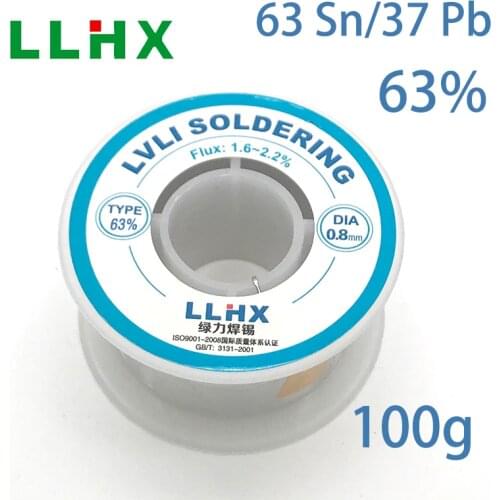 LLHX Solder Wire 100g 63% Tin For Soldering 0.6/0.8/1.0/1.2/1.5/2.0/2.3mm Welding Wire Flux-core Solder Rosin Core Soldering