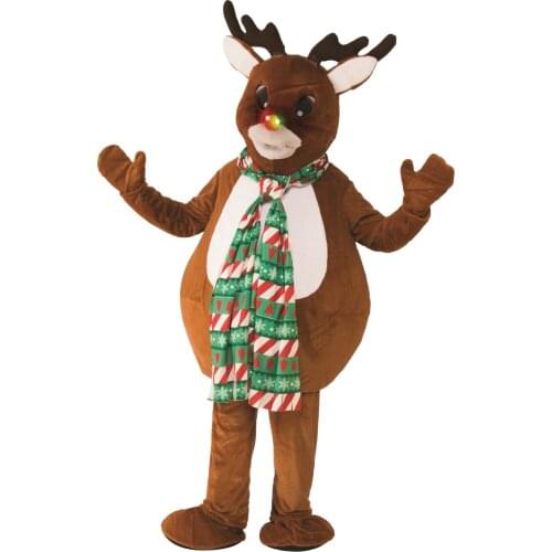 Christmas Fursuit Mascot Reindeer Mascot Costume Cartoon Plush Reindeer Cosplay Suit Xmas Carnival Stage Performance Adult Size