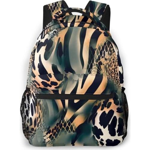 WHEREISART Fashion Female Backpack Leopard Print Straps Woman Travel Large Capacity Girl Mochila Mujer Golden Baroque Pattern