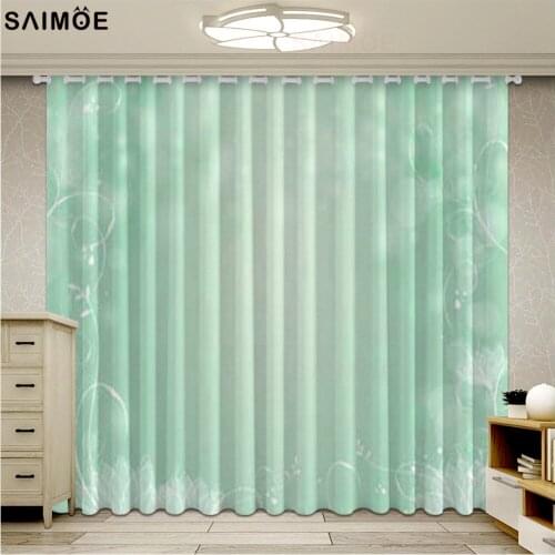 Green Lotus Window Curtains For Living Room Floral Bedroom Ultra-thin Micro Shading Drapes Blind Cortinas Home Decor