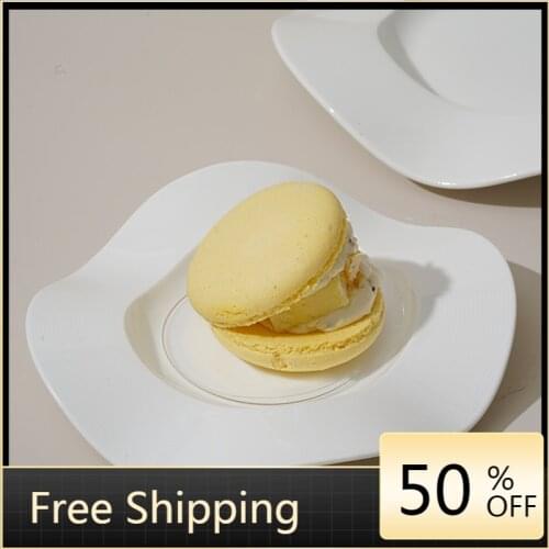 Modern White Dinner Plates Designer Nordic Ceramic Fruit Dessert Pasta Plate Snack Design Salad Bowl Pratos Trinket Dish HX50DP